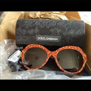 Authentic Dolce & Gabbana Red & Gold CatEye Sunglasses